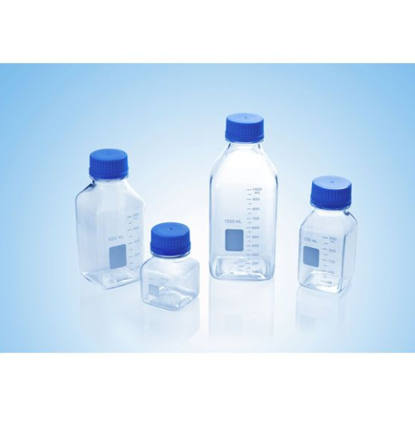 GL 45 Media / Storage Bottles, Square, Clear Plastic (PC)