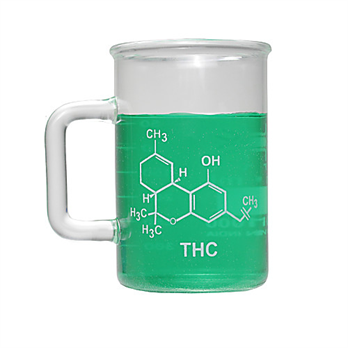 Glass Beaker Mug, 420mL, THC Molecule