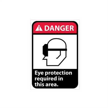 Danger, Eye Protection Required In This Area With Graphic Signs